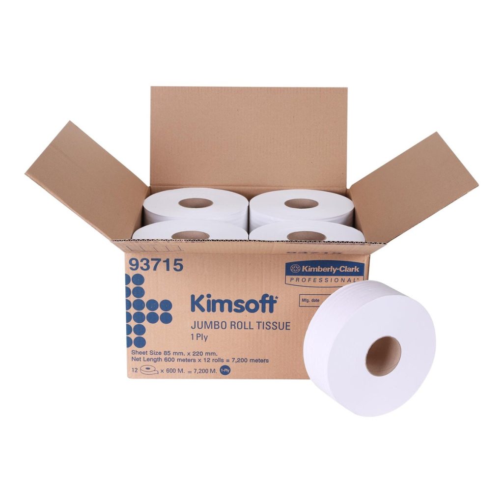 KIMSOFT Jumbo Roll Toilet Tissue JRT, 1-Ply, 600 m