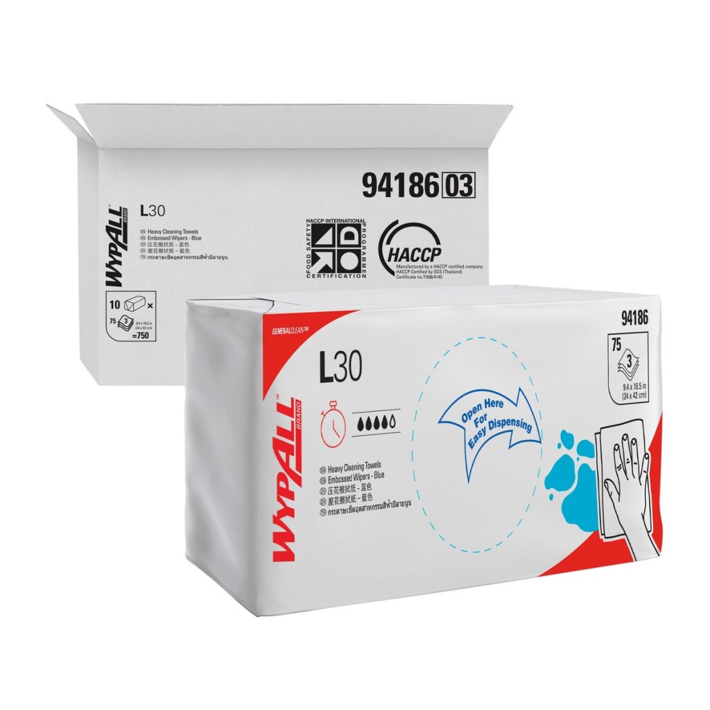 WypAll L30 Cleaning Wipers, 3-Ply